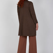 Giacca lunga donna Procida stampa optical mocha nero