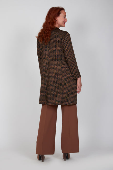 Giacca lunga donna Procida stampa optical mocha nero