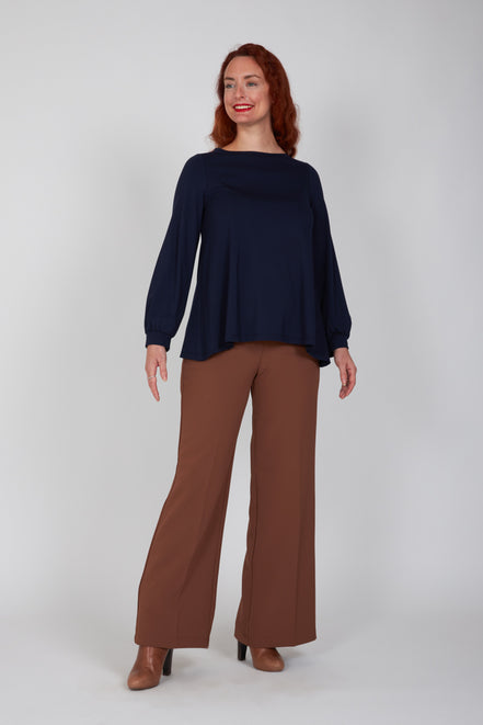 Panta Firenze crepe cady mocha con baschina