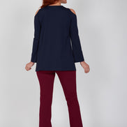 Maglia in jersey Ischia manica lunga blu con oblò
