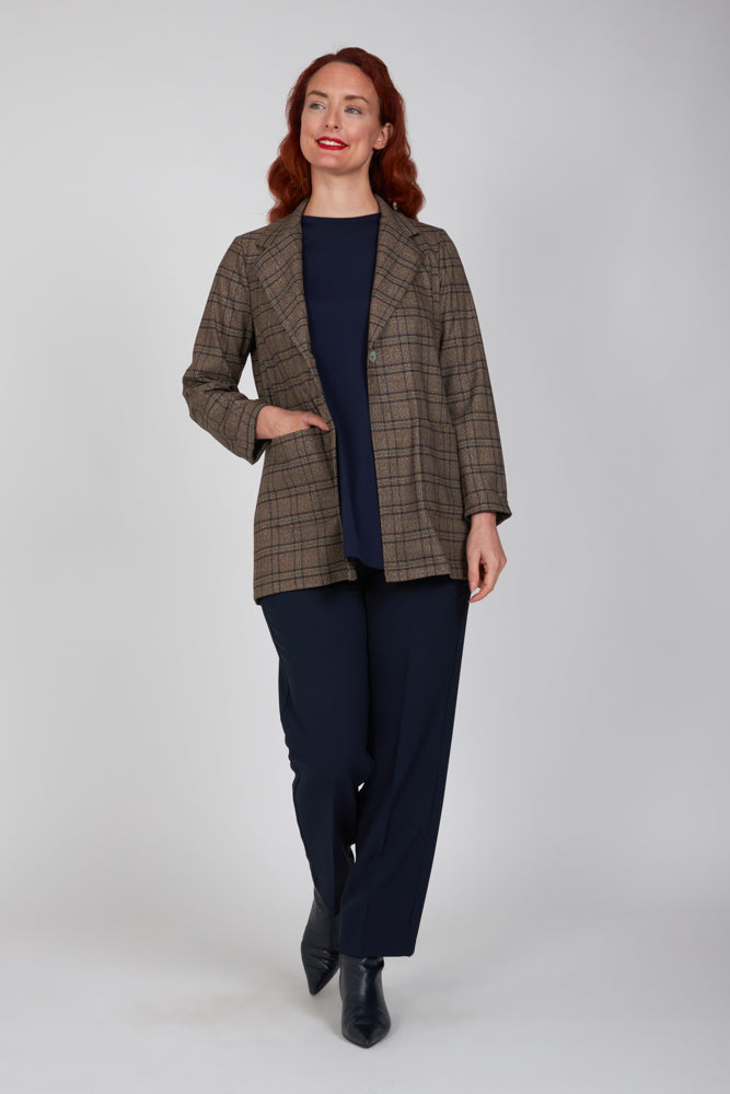 Giacca Berlin blazer scozzese mocha blu vino