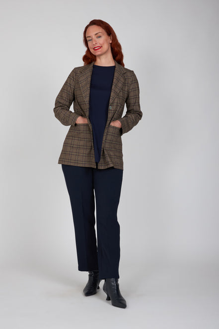 Giacca Berlin blazer scozzese mocha blu vino