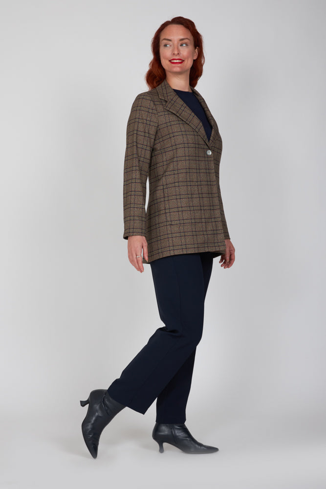 Giacca Berlin blazer scozzese mocha blu vino