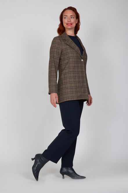 Giacca Berlin blazer scozzese mocha blu vino