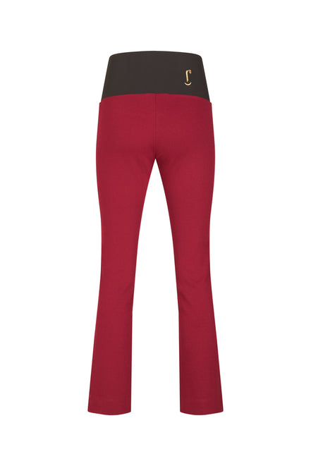 Panta donna con spacchi frontali in punto milano bordeaux con baschina - Panta NY