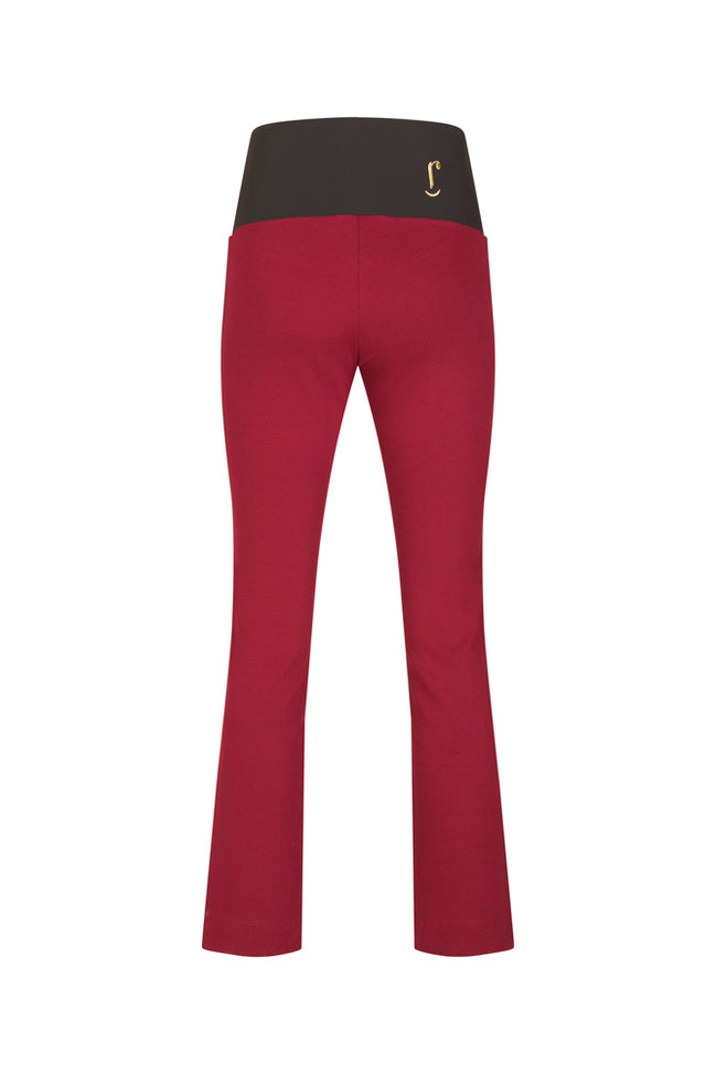 Panta donna con spacchi frontali in punto milano bordeaux con baschina - Panta NY