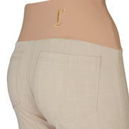Jeans flare  in punto Milano leggero stretch beige