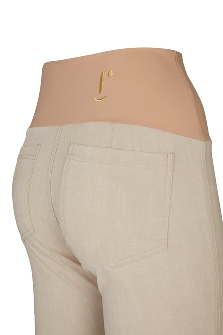 Jeans flare  in punto Milano leggero stretch beige