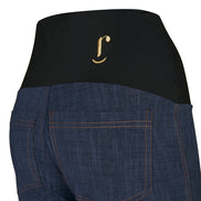 Jeans sigaretta cotone blu delavè con baschina
