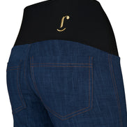 Jeans sigaretta cotone blu chiaro delavè con baschina