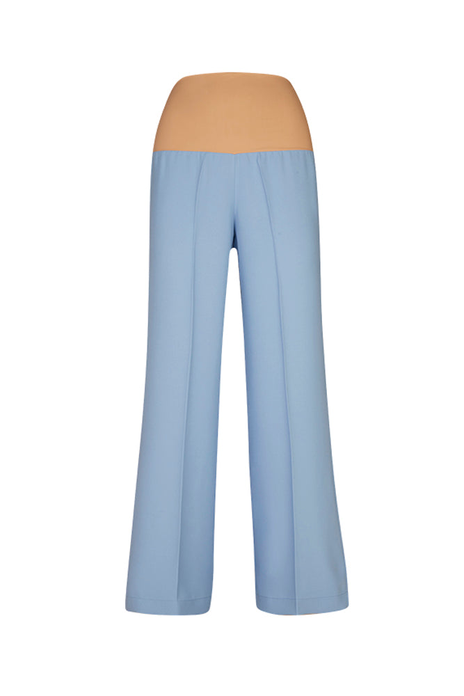 Panta Firenze crepe satin celeste con baschina