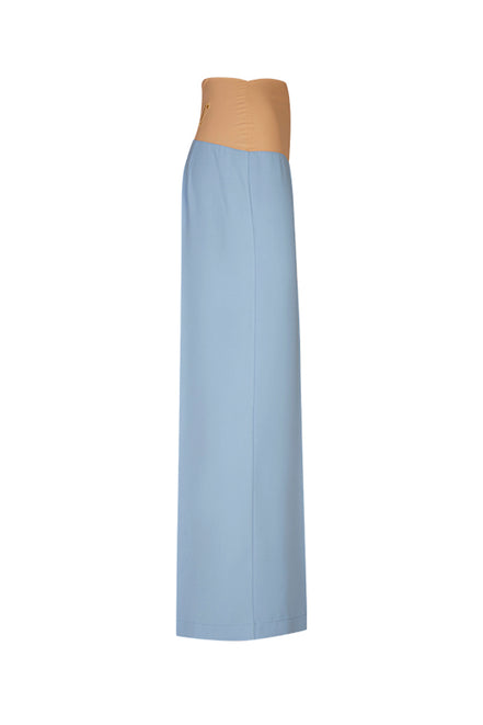 Panta Firenze crepe satin celeste con baschina
