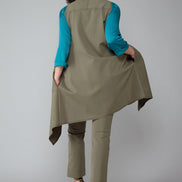 Gilet Frisco in punto Milano di cotone verde militare