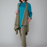 Gilet Frisco in punto Milano di cotone verde militare