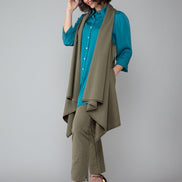 Gilet Frisco in punto Milano di cotone verde militare