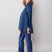 Panta Milano velluto blu con baschina