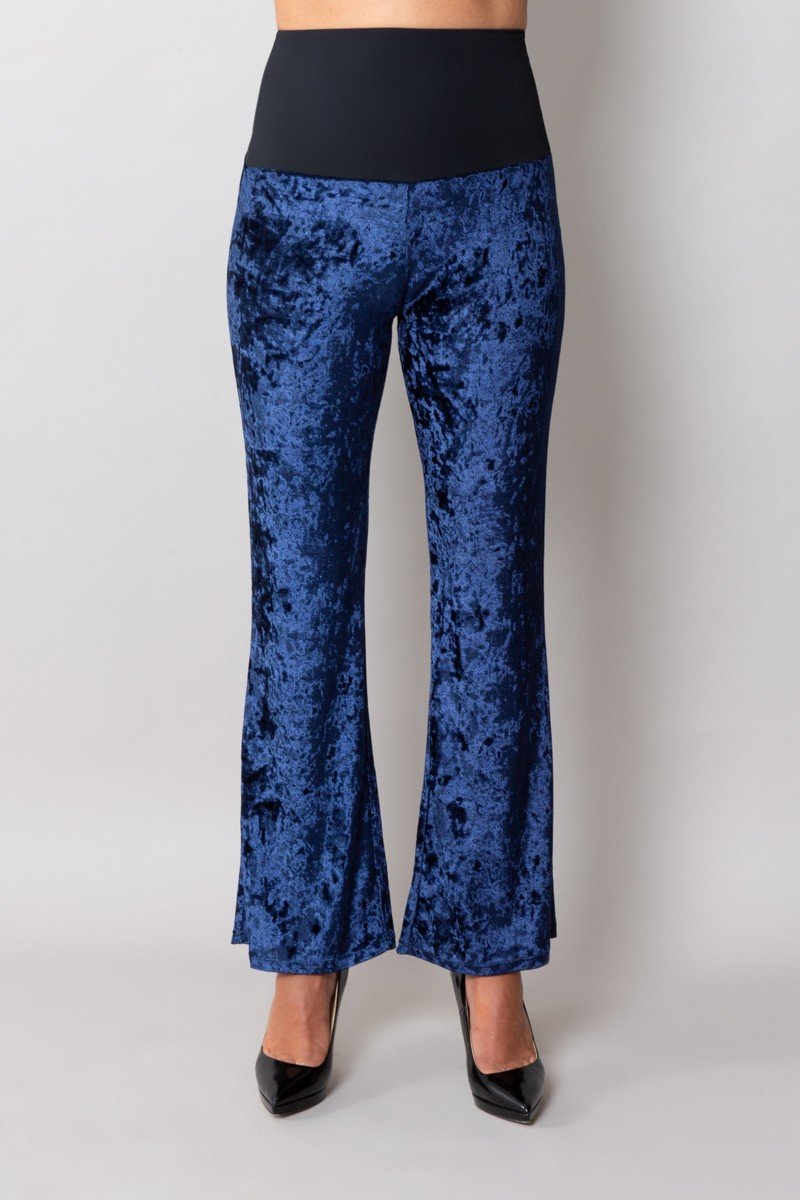 Panta Milano velluto blu con baschina