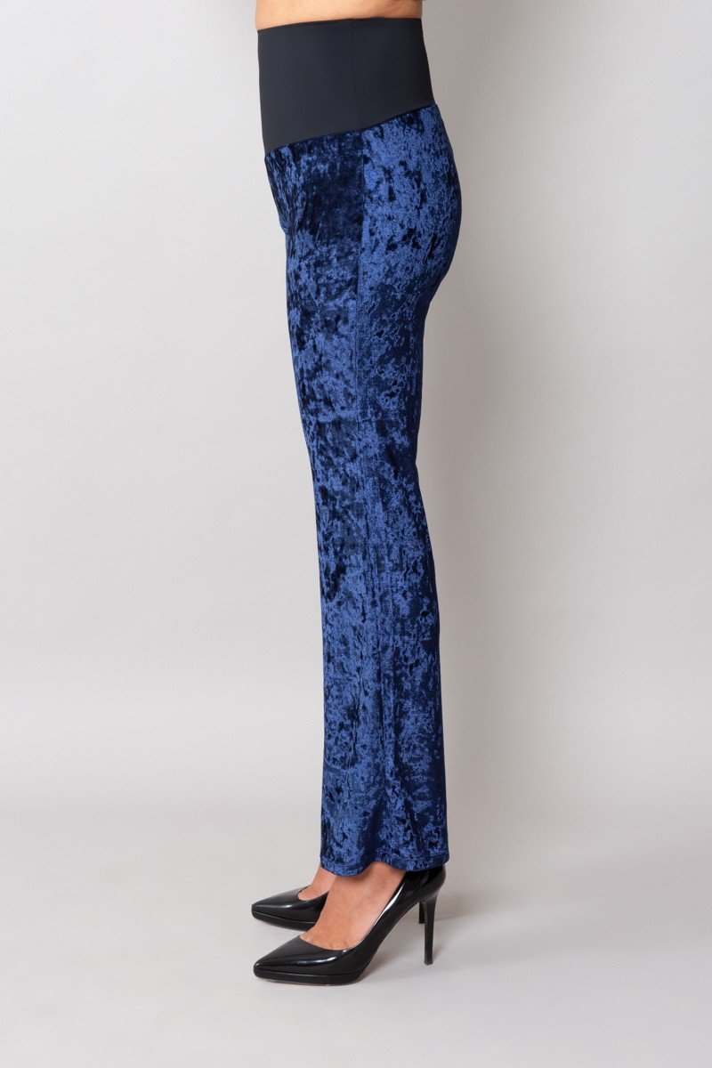 Panta Milano velluto blu con baschina