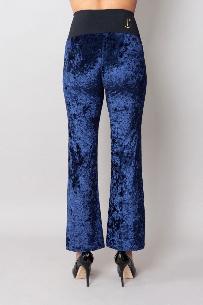 Panta Milano velluto blu con baschina