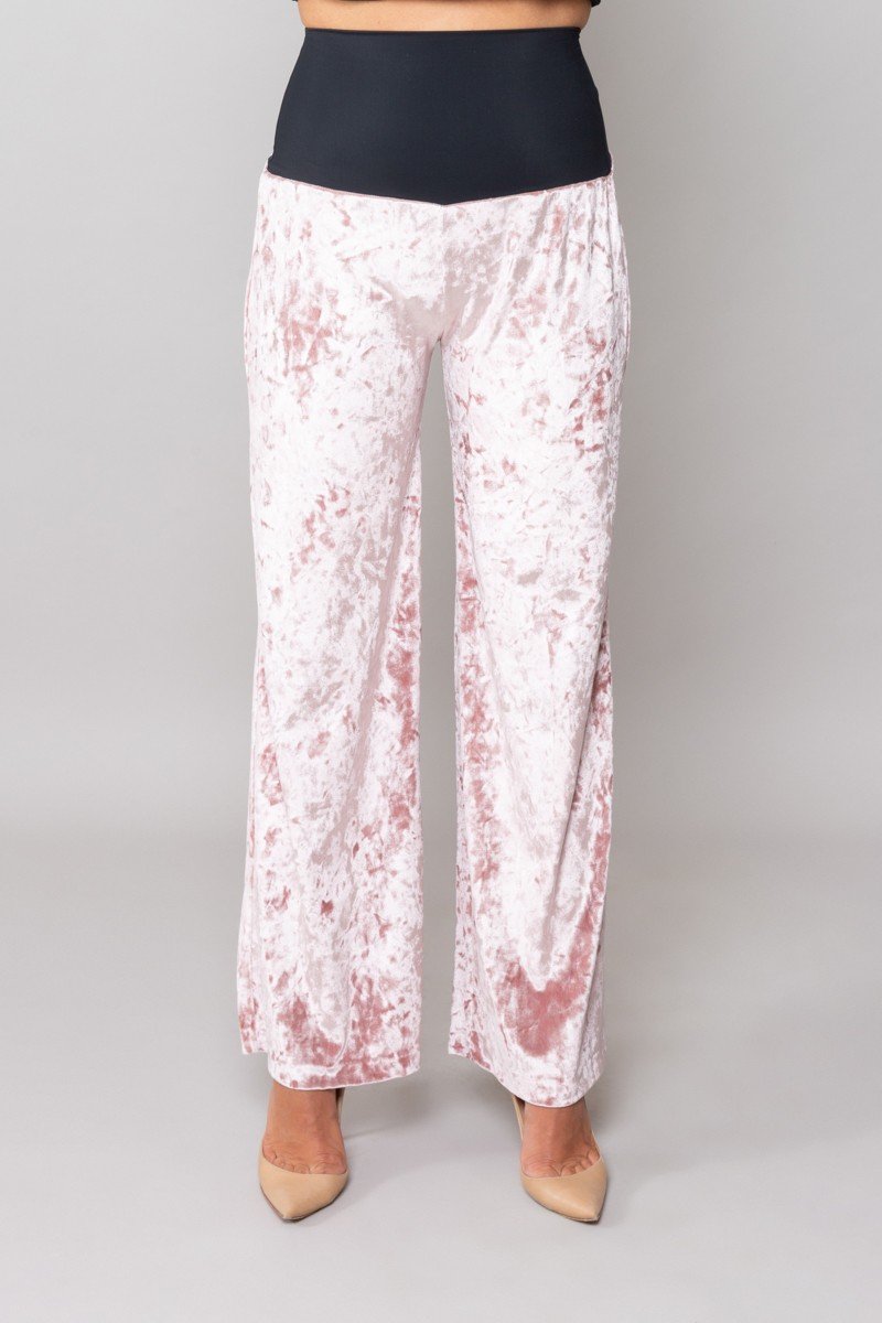Firenze Trousers in Powder Pink Velvet with Baschina Waistband