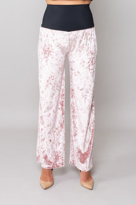 Firenze Trousers in Powder Pink Velvet with Baschina Waistband