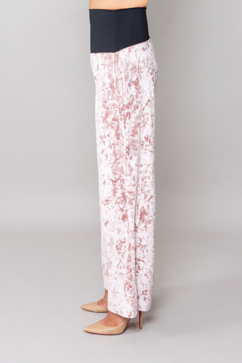 Firenze Trousers in Powder Pink Velvet with Baschina Waistband