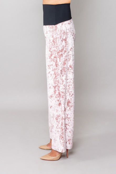 Firenze Trousers in Powder Pink Velvet with Baschina Waistband