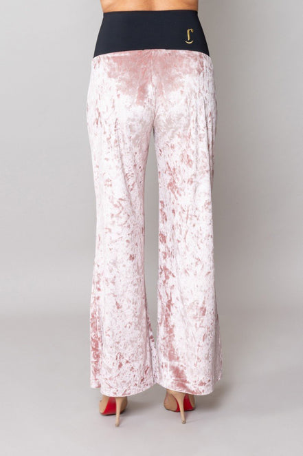 Firenze Trousers in Powder Pink Velvet with Baschina Waistband