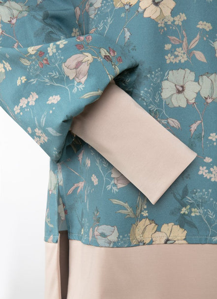 Camicia Paris fantasia fiori fondo azzurro