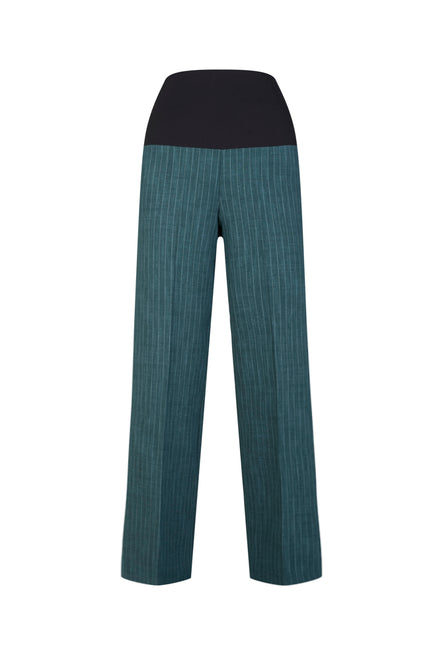 Panta Firenze gessato verde con baschina