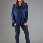 Camicia NY techno satin blu
