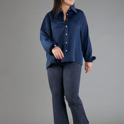 Camicia London techno satin blu