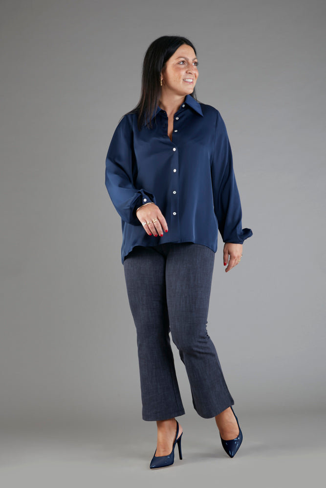Camicia London techno satin blu