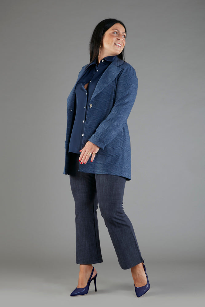 Camicia London techno satin blu