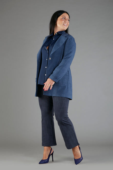 Camicia London techno satin blu