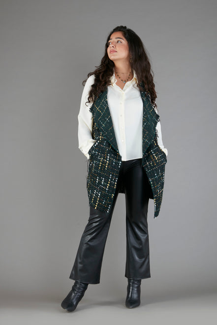 Gilet Barcelona bouclè verde