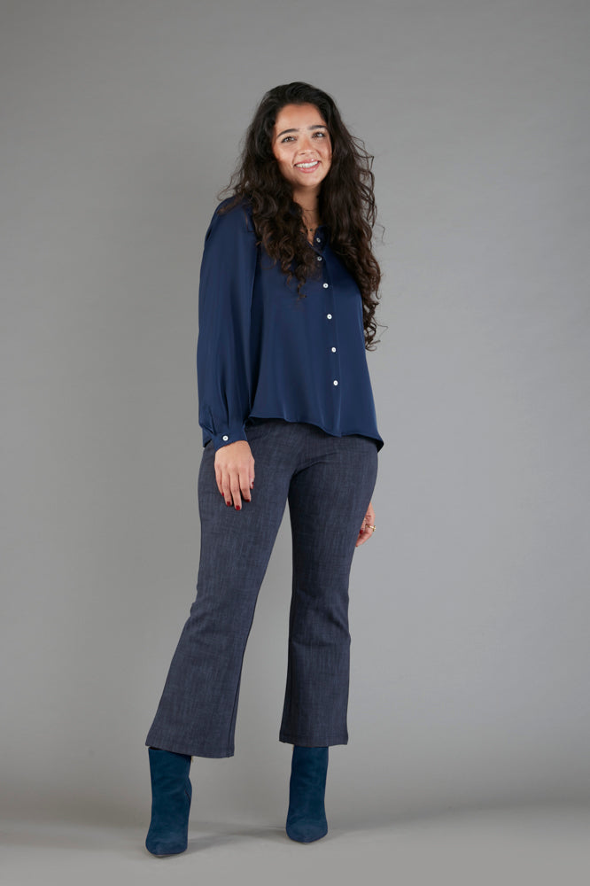 Camicia London techno satin blu