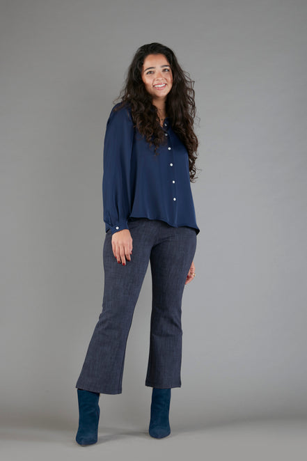 Camicia London techno satin blu