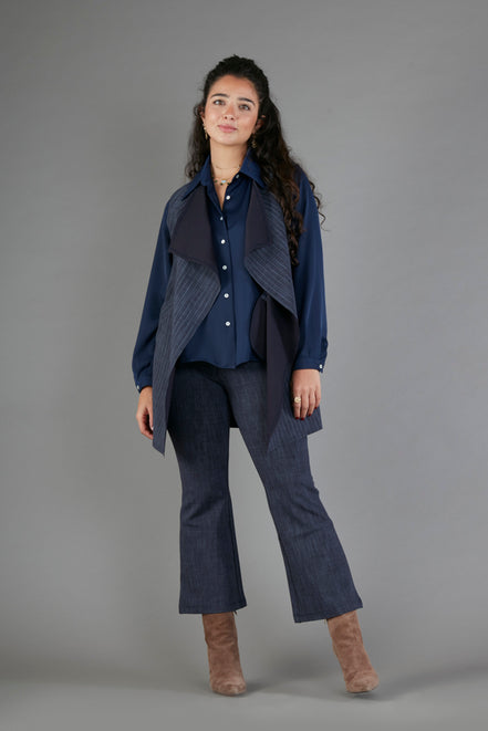 Gilet Barcelona gessato blu delavè