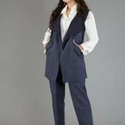 Gilet Barcelona gessato blu delavè