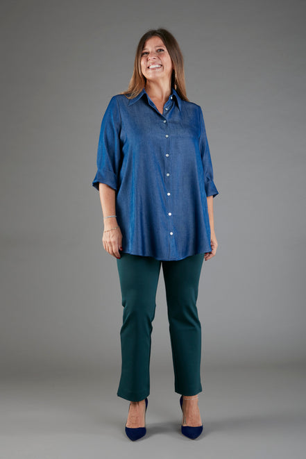 Camicia Milano in satin effetto jeans