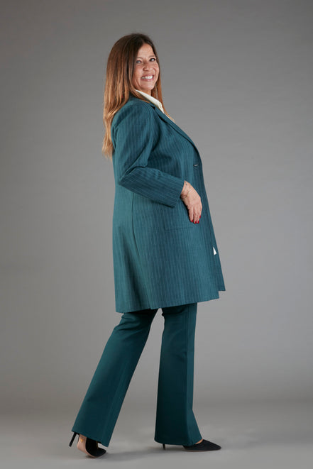 Procida Jacket in Green Pinstripe
