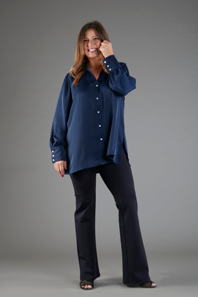 Camicia NY techno satin blu