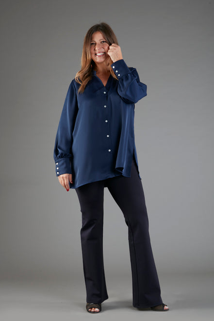 Camicia NY techno satin blu