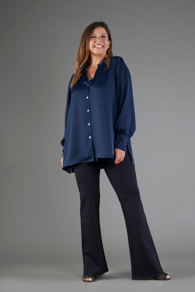 Camicia NY techno satin blu
