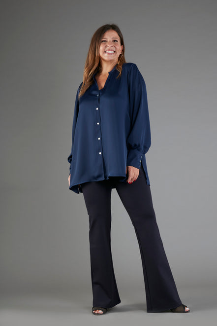 Camicia NY techno satin blu
