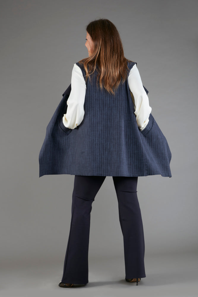 Gilet Barcelona gessato blu delavè