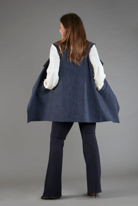 Gilet Barcelona gessato blu delavè