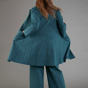 Procida Jacket in Green Pinstripe