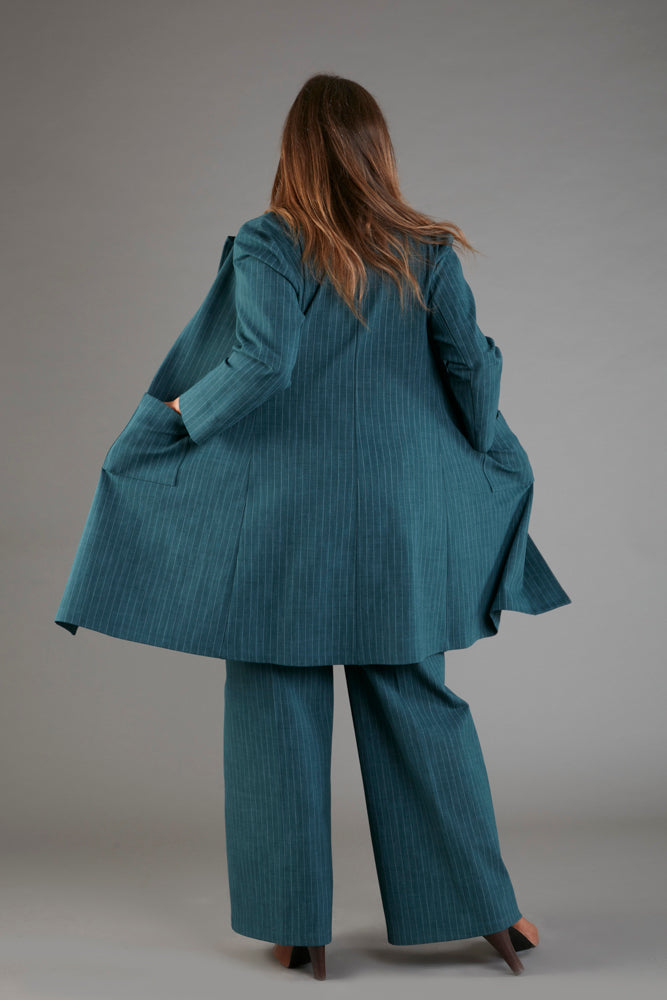 Procida Jacket in Green Pinstripe